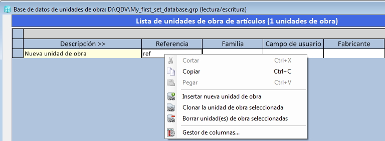 context menu