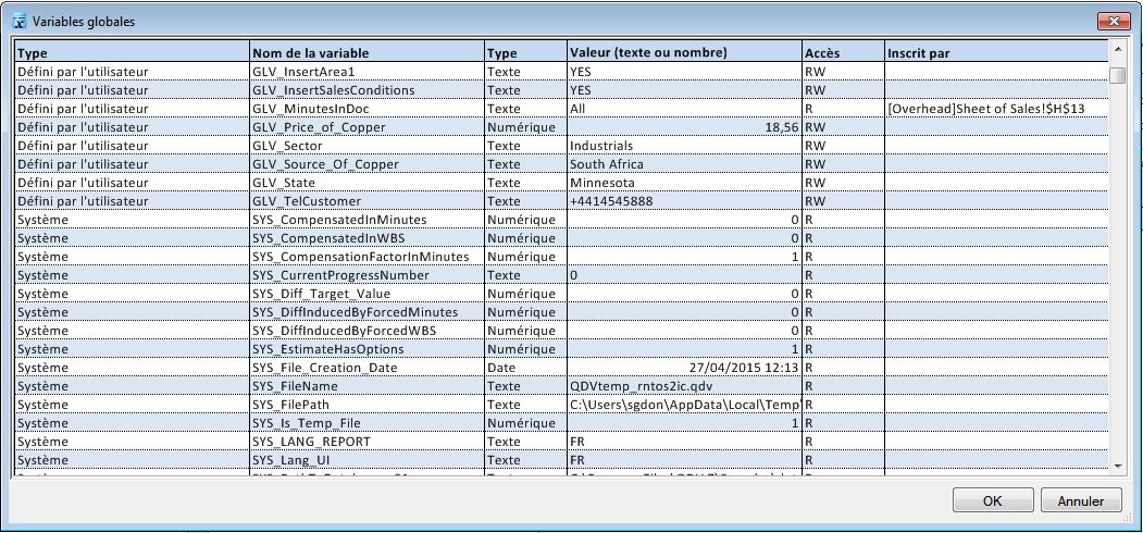 Global Variable window