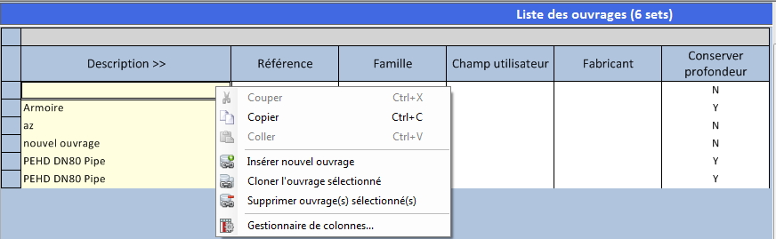 context menu