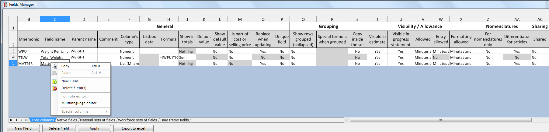 column manager